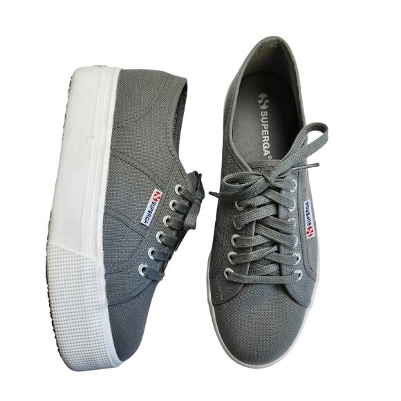 Superga Womens Acotw Linea Up and Down Platform Sneakers Size US 8 Gray Lace Up - Picture 2 of 11
